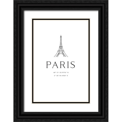 Paris coordinates Black Ornate Wood Framed Art Print with Double Matting by Laiz Blursbyai, Rosana