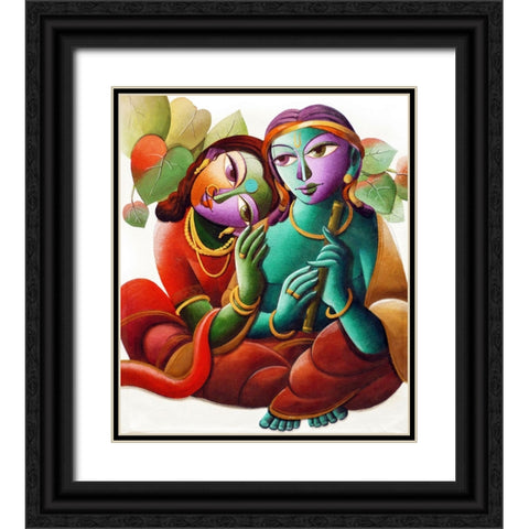 KRISHNA@16 Black Ornate Wood Framed Art Print with Double Matting by Mukherjee, Dhananjoy