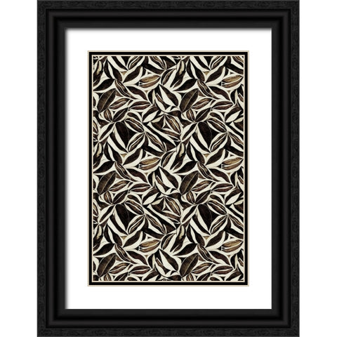 Brown Leafs Pattern Black Ornate Wood Framed Art Print with Double Matting by Treechild