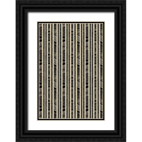Beige Striped Pattern Black Ornate Wood Framed Art Print with Double Matting by Treechild