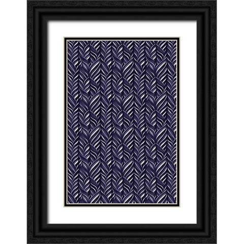 Indigo Blue Pattern Black Ornate Wood Framed Art Print with Double Matting by Treechild