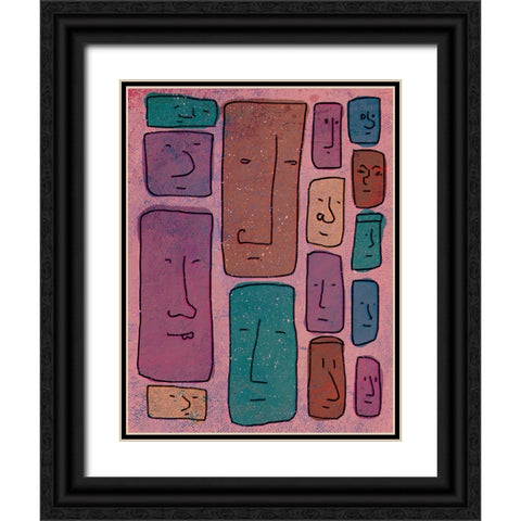 Faces Black Ornate Wood Framed Art Print with Double Matting by Demir, Aylin