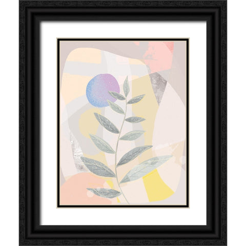 Blue Moon and Leaves Black Ornate Wood Framed Art Print with Double Matting by Demir, Aylin