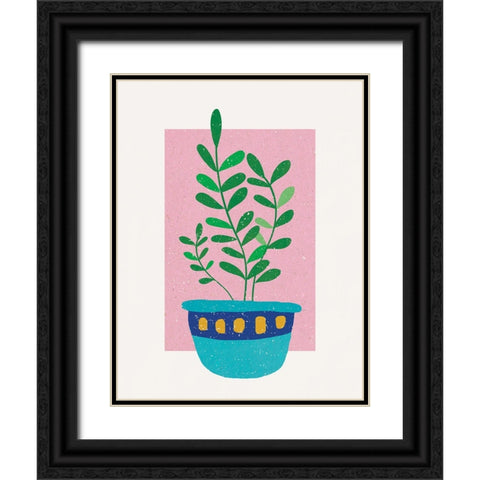 Plant in Sunset Black Ornate Wood Framed Art Print with Double Matting by Demir, Aylin