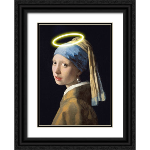 Girl With A Halo Black Ornate Wood Framed Art Print with Double Matting by Artelele
