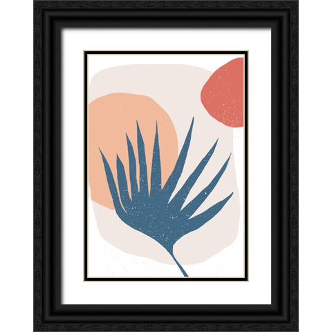 Palm Leaf and Sun Black Ornate Wood Framed Art Print with Double Matting by Demir, Aylin