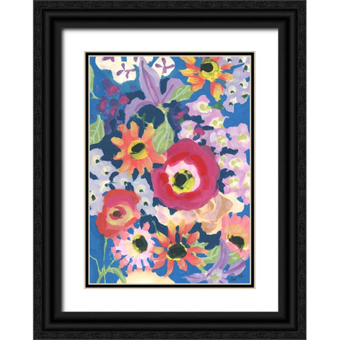 Viva MAgenta Poppy Black Ornate Wood Framed Art Print with Double Matting by Zwara, Ania