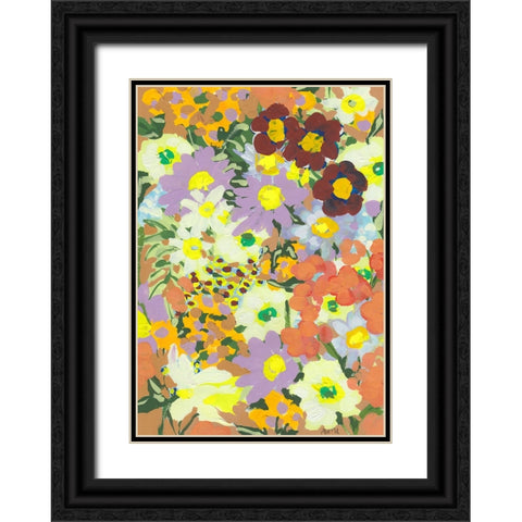 Violet daisies and orange marigold Black Ornate Wood Framed Art Print with Double Matting by Zwara, Ania
