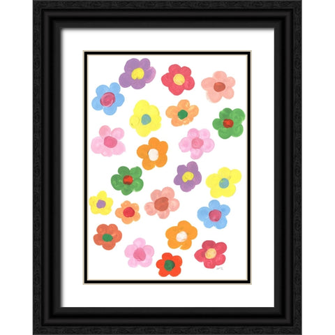 Rainbow Daisies Black Ornate Wood Framed Art Print with Double Matting by Zwara, Ania
