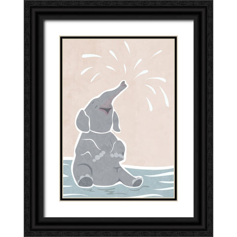 Cute scandi elephant childrens art Black Ornate Wood Framed Art Print with Double Matting by Manovski, Sarah