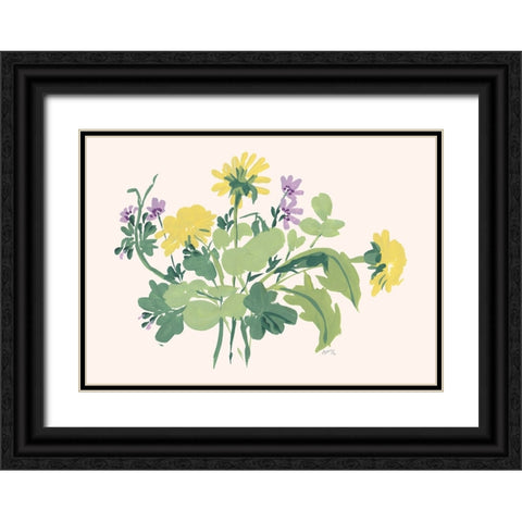 Green Meadow Bouquet Black Ornate Wood Framed Art Print with Double Matting by Zwara, Ania