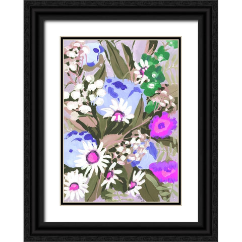 Daisies On Dark Green Grass Black Ornate Wood Framed Art Print with Double Matting by Zwara, Ania