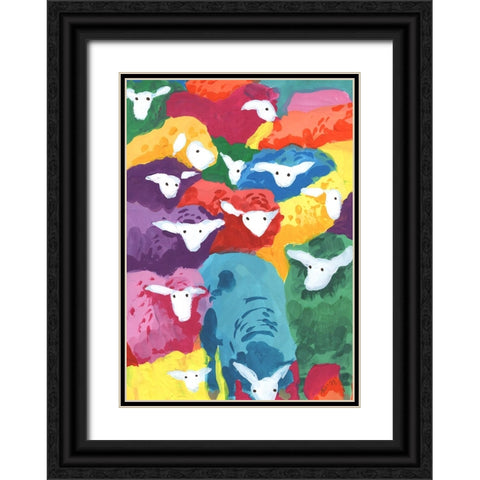 Colorful Sheep Cocktail Black Ornate Wood Framed Art Print with Double Matting by Zwara, Ania