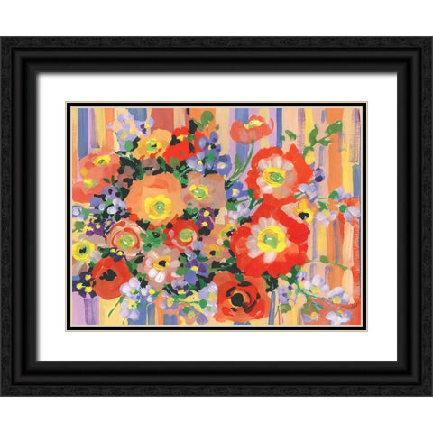 Folk Bouquet Black Ornate Wood Framed Art Print with Double Matting by Zwara, Ania