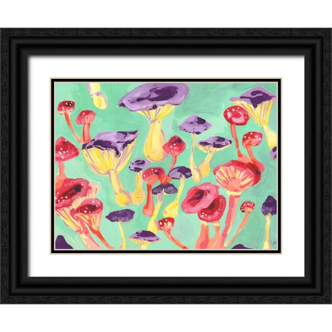 Magic Mushrooms Black Ornate Wood Framed Art Print with Double Matting by Zwara, Ania
