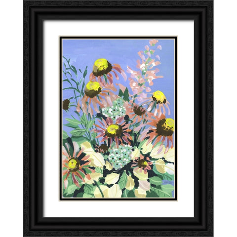 Echinacea Blue Sky Black Ornate Wood Framed Art Print with Double Matting by Zwara, Ania