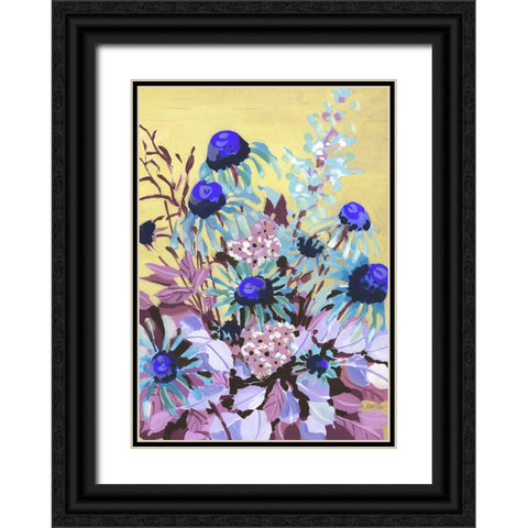 Echinacea Cobalt Blue Black Ornate Wood Framed Art Print with Double Matting by Zwara, Ania