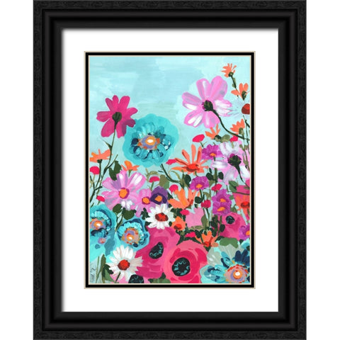 Meadow In June Pink Black Ornate Wood Framed Art Print with Double Matting by Zwara, Ania