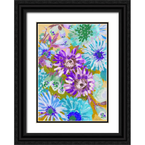 Purple Asters Black Ornate Wood Framed Art Print with Double Matting by Zwara, Ania
