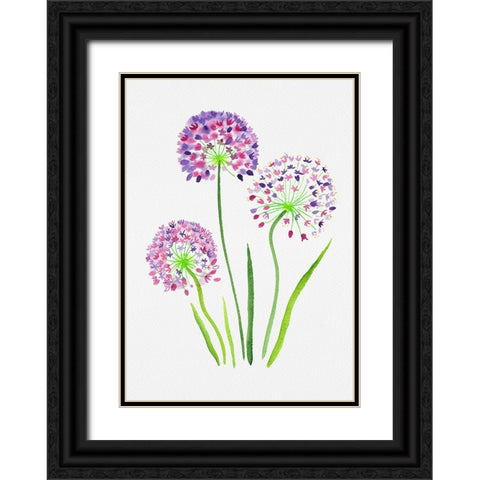 Giant onion or Allium giganteum botanical painting Black Ornate Wood Framed Art Print with Double Matting by Kata Botanical