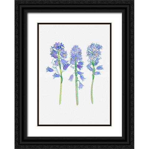 Spanish bluebell or Hyacinthoides hispanica botanical illustration Black Ornate Wood Framed Art Print with Double Matting by Kata Botanical