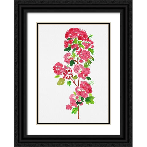 Crataegus laevigata Pauls Scarlet botanical painting Black Ornate Wood Framed Art Print with Double Matting by Kata Botanical