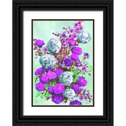 Gray Hydrangea Black Ornate Wood Framed Art Print with Double Matting by Zwara, Ania