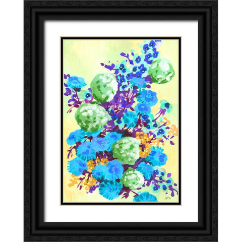 Green Hydrangea Black Ornate Wood Framed Art Print with Double Matting by Zwara, Ania