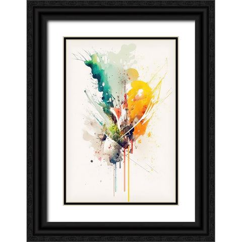 Color Burst Black Ornate Wood Framed Art Print with Double Matting by Mauro