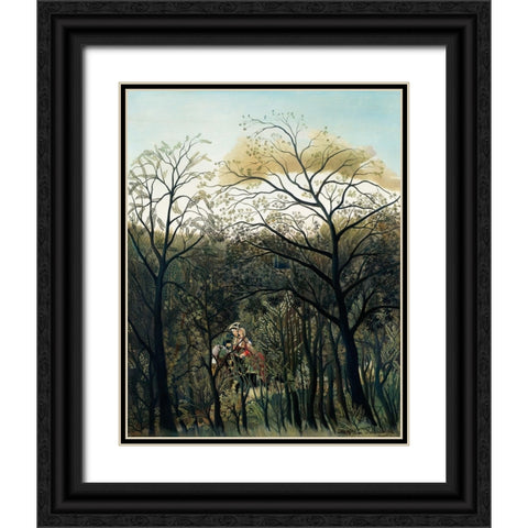 Rendezvous In The Forest Black Ornate Wood Framed Art Print with Double Matting by Pictufy