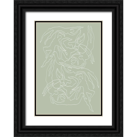 Swimmers Green Black Ornate Wood Framed Art Print with Double Matting by Pictufy Studio II