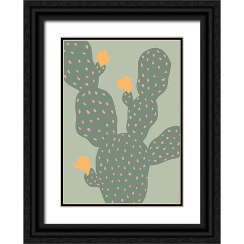 Cactus Green Black Ornate Wood Framed Art Print with Double Matting by Pictufy Studio