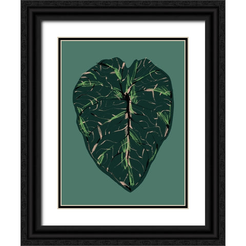 Alocasia Melo Dark Black Ornate Wood Framed Art Print with Double Matting by Gulina, Francesco