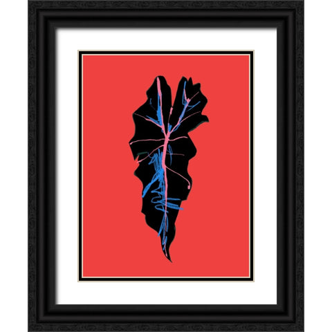 Alocasia Polly Red Black Ornate Wood Framed Art Print with Double Matting by Gulina, Francesco