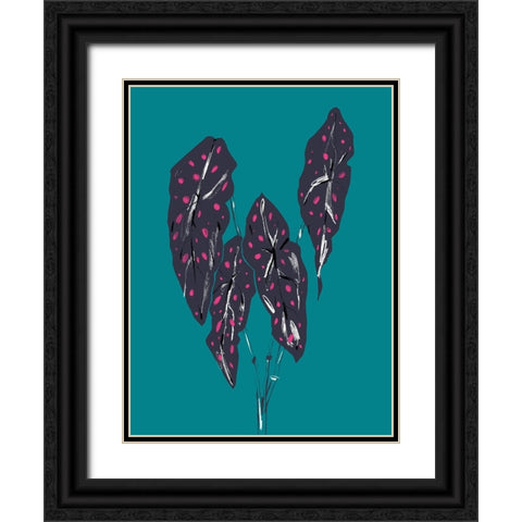 Begonia Maculata Dark Black Ornate Wood Framed Art Print with Double Matting by Gulina, Francesco