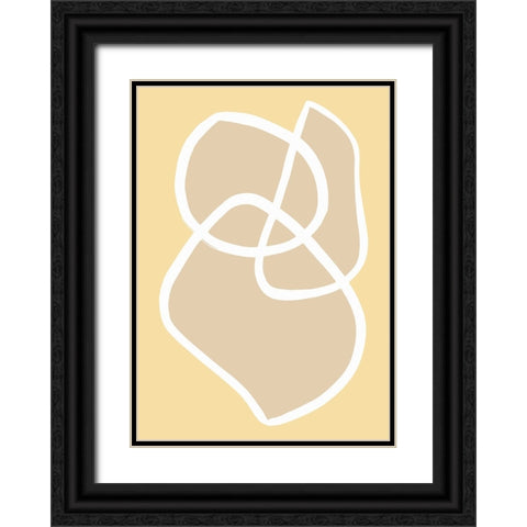 Shape 13 Yellow Black Ornate Wood Framed Art Print with Double Matting by Pictufy Studio