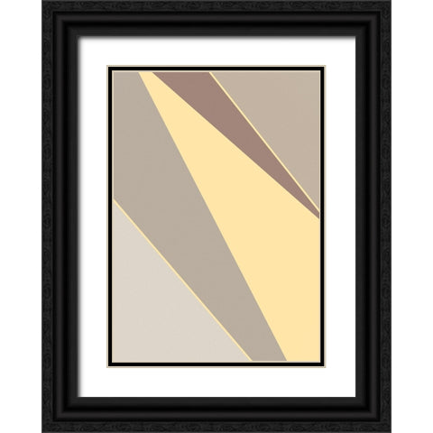 Abstract Shapes Yellow Black Ornate Wood Framed Art Print with Double Matting by Pictufy Studio