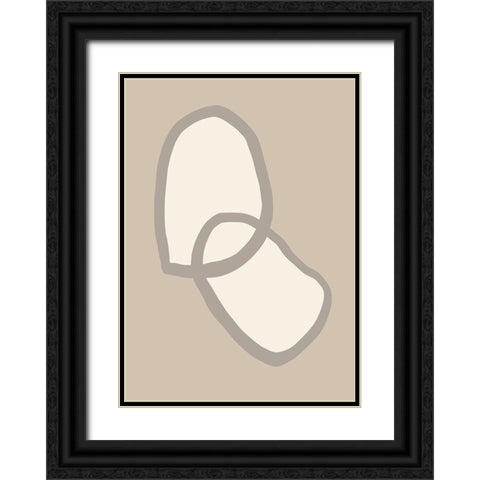 Shape 10 Beige Black Ornate Wood Framed Art Print with Double Matting by Pictufy Studio