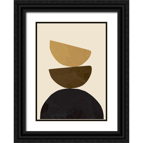 Geometrical Yellow Black Ornate Wood Framed Art Print with Double Matting by Pictufy Studio