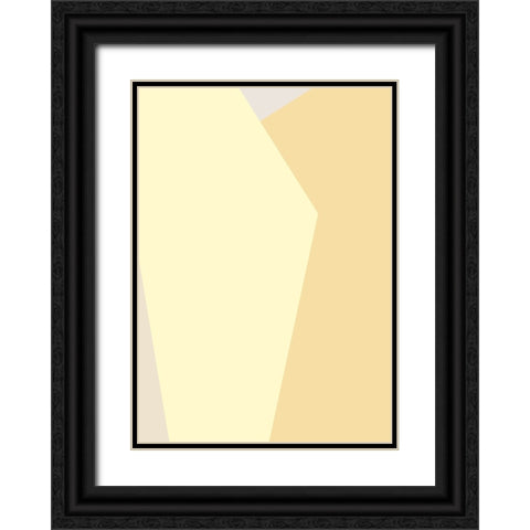 Abstract Yellow Black Ornate Wood Framed Art Print with Double Matting by Pictufy Studio