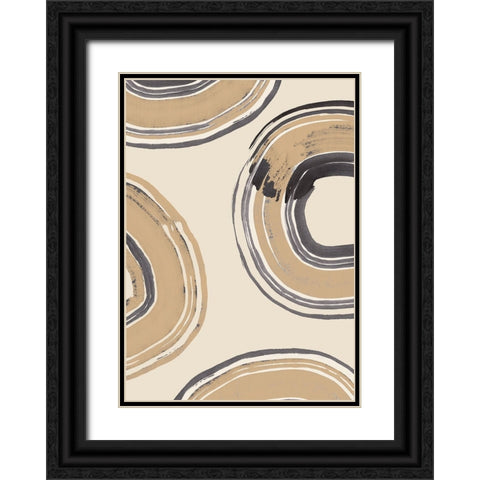 Abstract Circles Black Ornate Wood Framed Art Print with Double Matting by Pictufy Studio