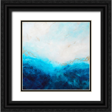 Blue Sea-golden Sunlight 1 Black Ornate Wood Framed Art Print with Double Matting by Wattre, Francoise
