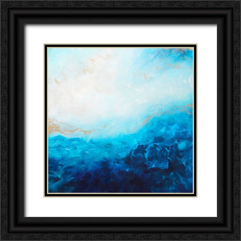 Blue Sea-golden Sunlight 2 Black Ornate Wood Framed Art Print with Double Matting by Wattre, Francoise