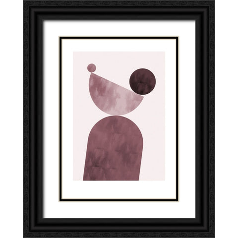 Geometrical Shapes Purple Black Ornate Wood Framed Art Print with Double Matting by Pictufy Studio II