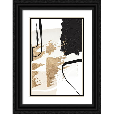 Abstract Black and Gold-6 Black Ornate Wood Framed Art Print with Double Matting by Moss, Sally Ann
