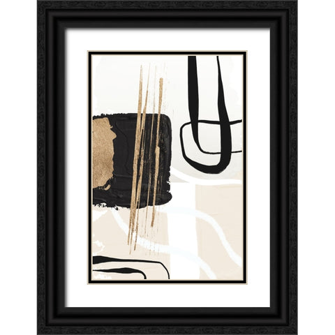 Abstract Black and Gold-5 Black Ornate Wood Framed Art Print with Double Matting by Moss, Sally Ann