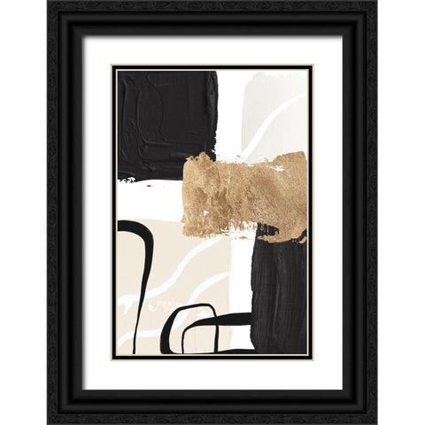 Abstract Black and Gold-4 Black Ornate Wood Framed Art Print with Double Matting by Moss, Sally Ann