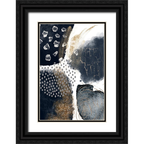 Abstract Black and Gold-1 Black Ornate Wood Framed Art Print with Double Matting by Moss, Sally Ann