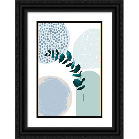 Blue green boho-2 Black Ornate Wood Framed Art Print with Double Matting by Moss, Sally Ann
