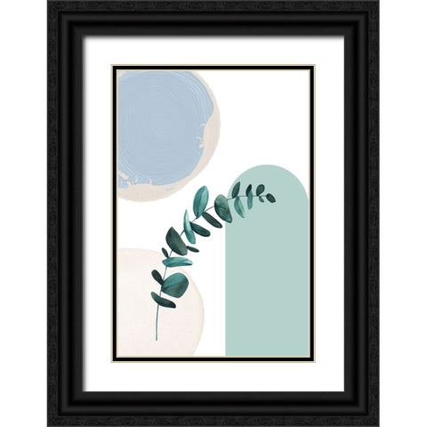 Blue green boho-1 Black Ornate Wood Framed Art Print with Double Matting by Moss, Sally Ann
